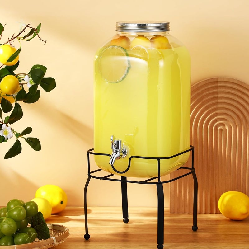 FillTouch 2 Gallon Plastic Beverage Dispensers with Stand Large Clear Drink Containers for Parties with Spigot and Lid for Weddings Countertop Party Bar Picnics Water Tea - Image 3